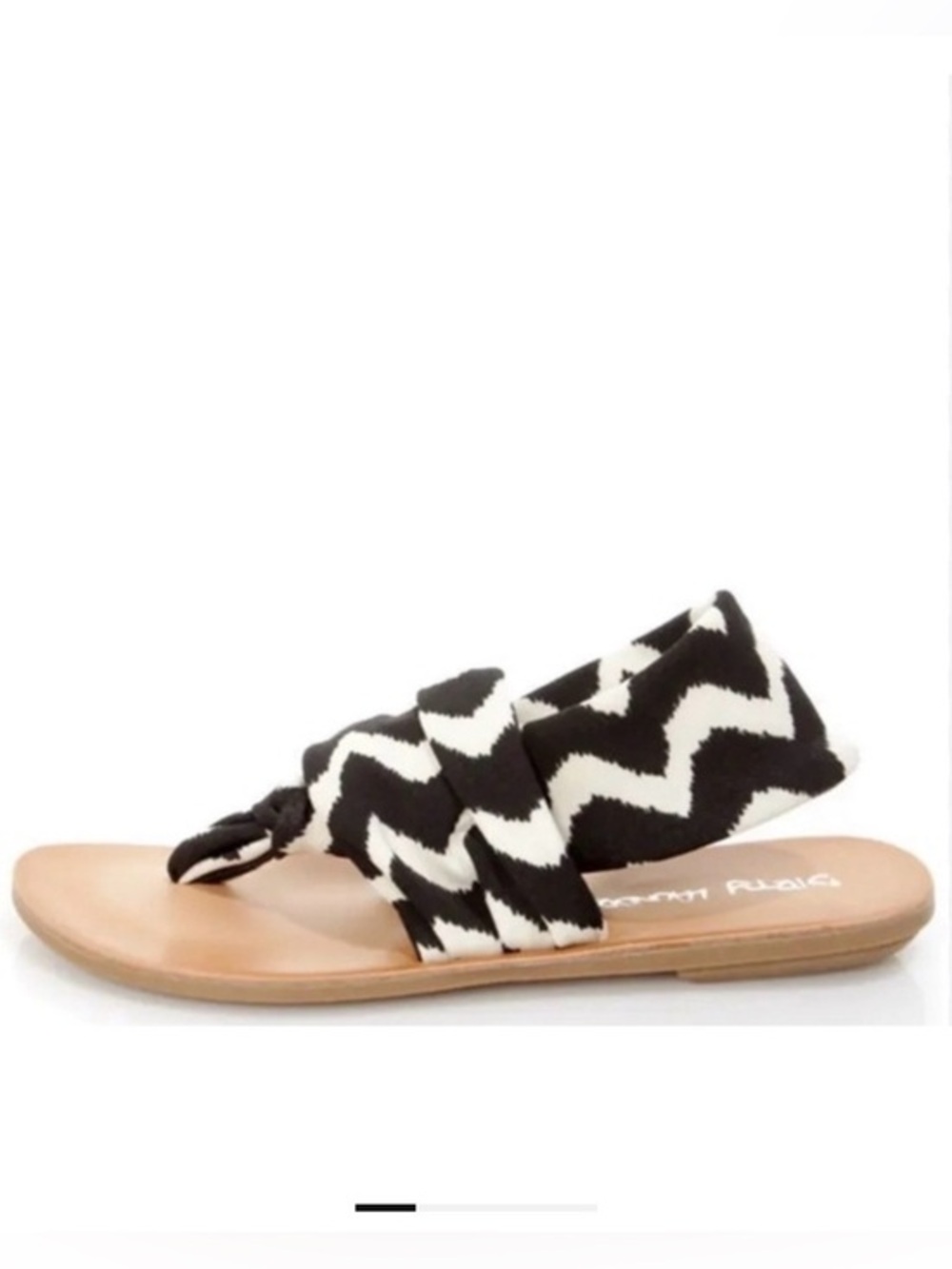 Dirty Laundry BeeBop ZigZag Natural Thong Stretch Sandals Black & White size 6